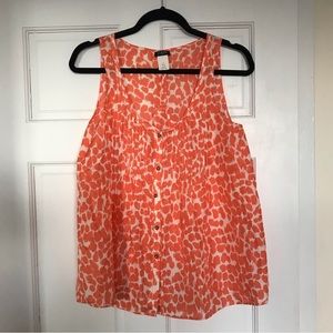 J Crew orange and white sleeveless button front top